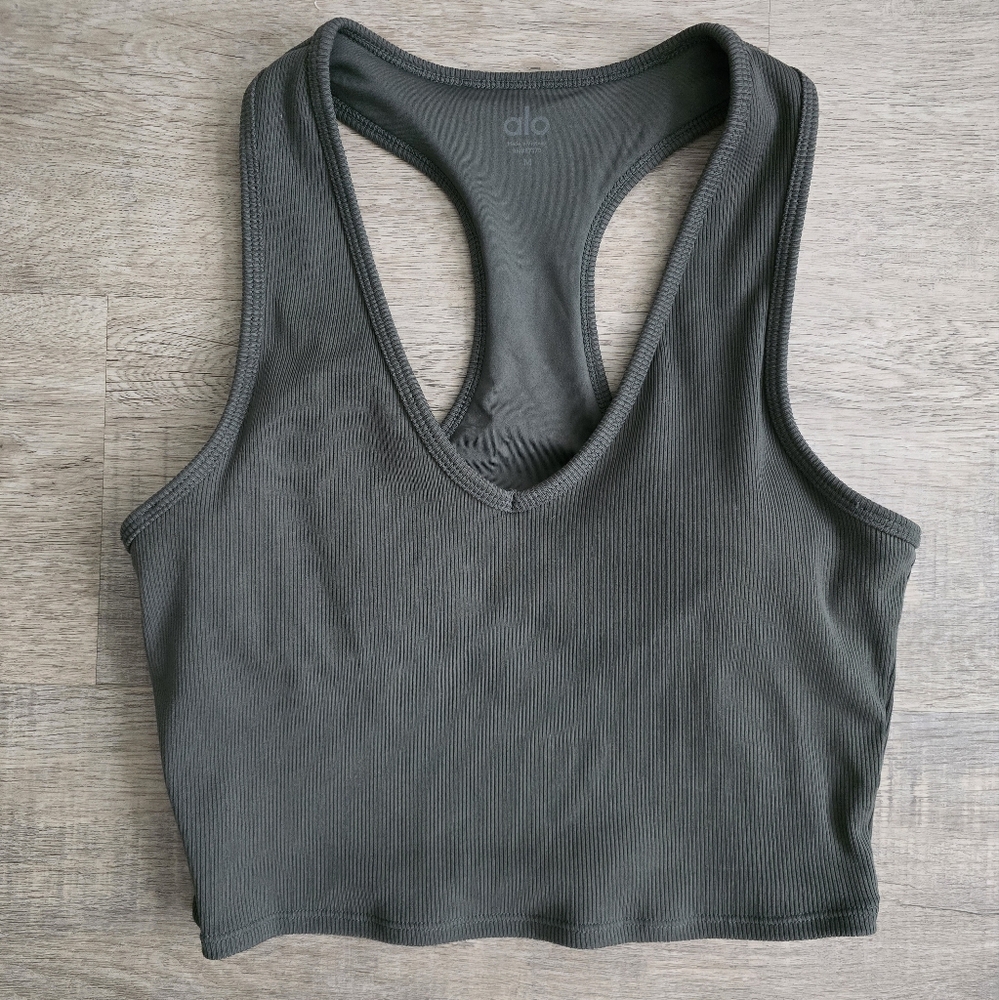 Alo Yoga Goddess Ribbed Cropped Racerback Tank